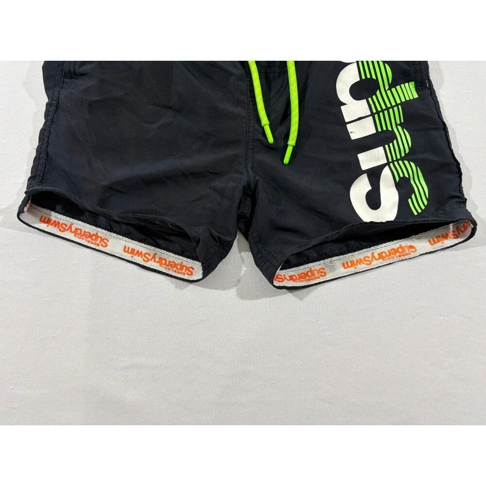 Superdry Premium Lined Swim Shorts Mens Volley Trunks Athletic Black Mesh Sz S
